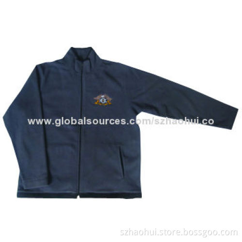 Men's Zipper-up Fleece Jacket with Embroidery